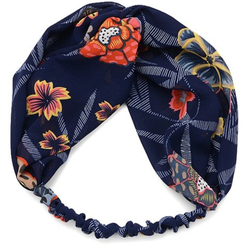 Navy Blue Floral Headband